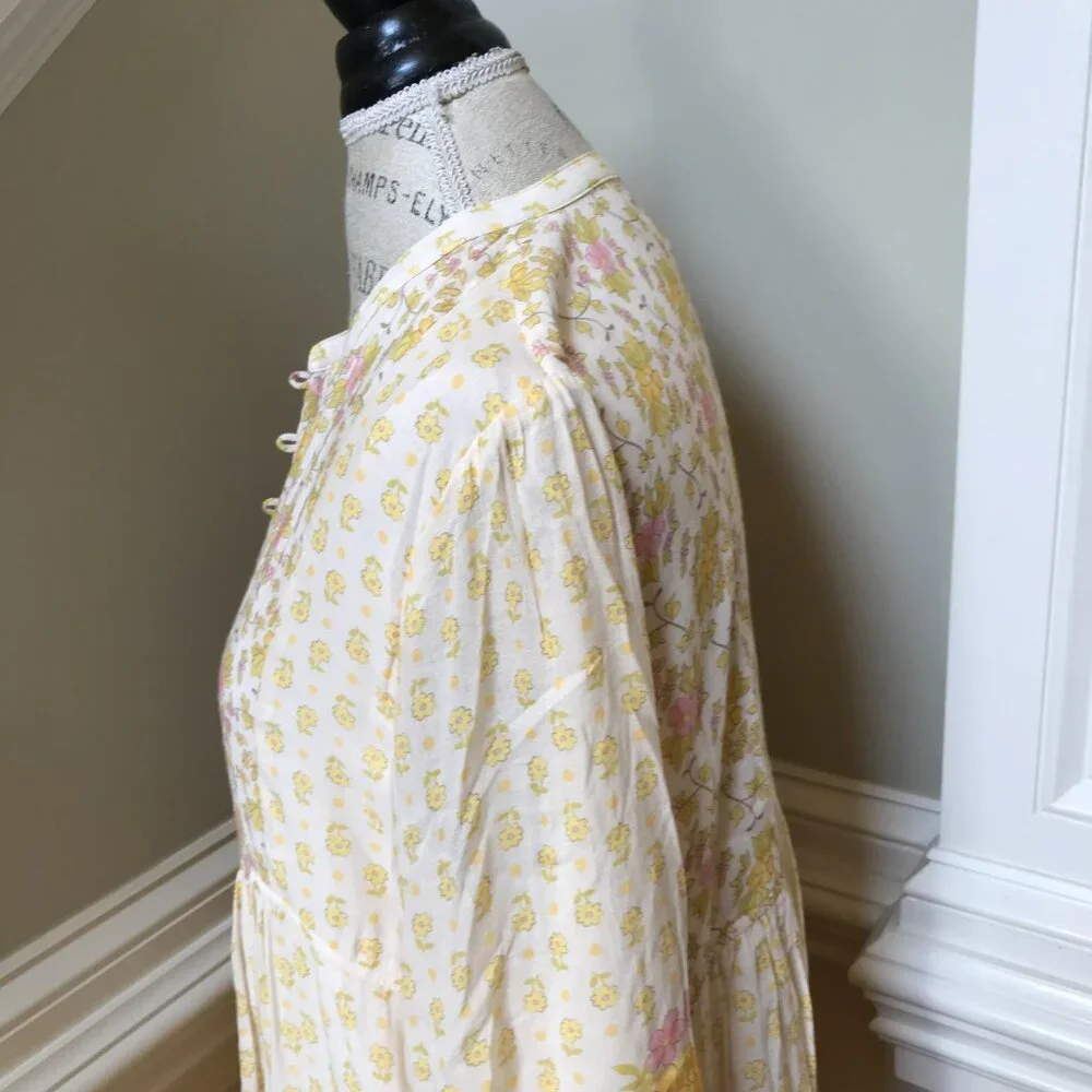 NWT Spell Yellow Rose Midi Dress Womens XL Floral Organic Cotton Long Sleeve NEW - Picture 11 of 14